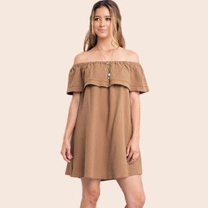 🎉HP🎉 Off The Shoulder Reversible Mini Shift Dress With Pockets